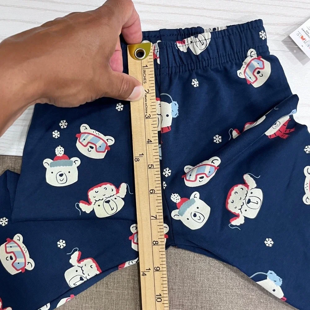 Garanimals Bodysuit Pants Set Girls 24M White Blue Bear Winter Holidays NEW